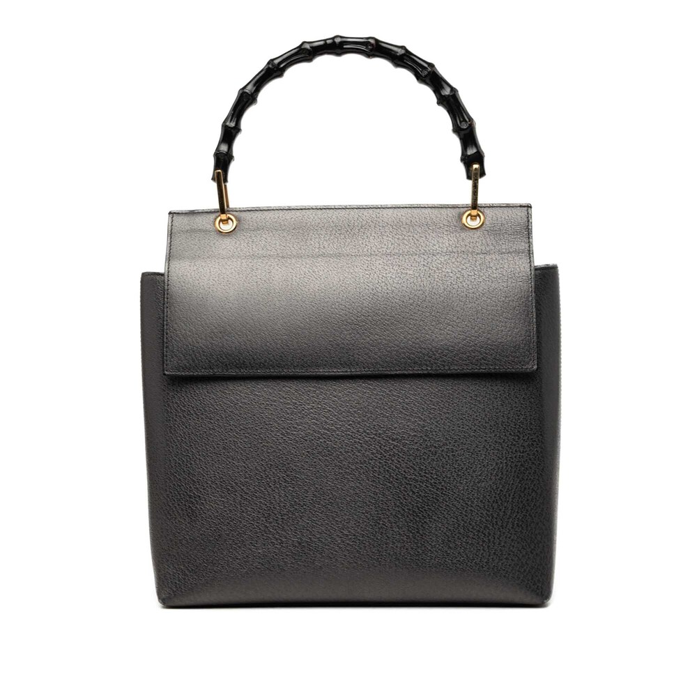 Pre-Loved Gucci Calfskin Bamboo Flap Top Handle Bag